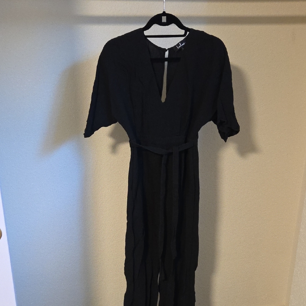 Lulu's Classic Black Linen Jumpsuit